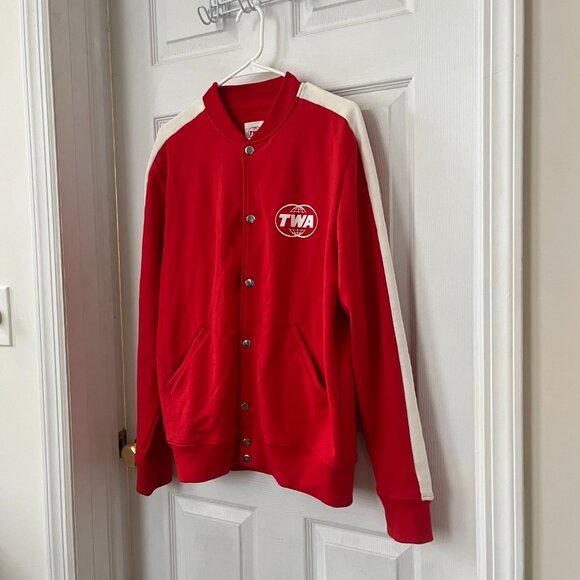 TWA Tracksuit Jacket in Red and White, Size M - Picture 6 of 13